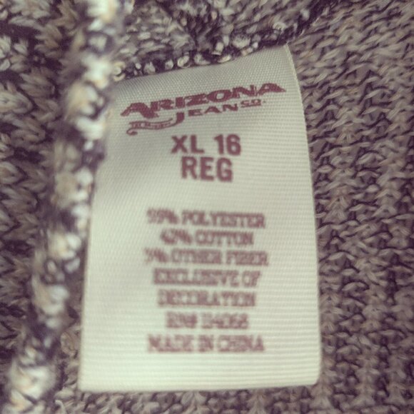 Poncho Sweater with Long Sleeves by Arizona Jeans. Full Fringe on Front Sz 16 XL - Picture 6 of 7